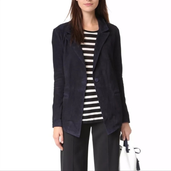 RtA Jackets & Blazers - RtA Iggy Lambskin Suede Navy Blazer Size XS